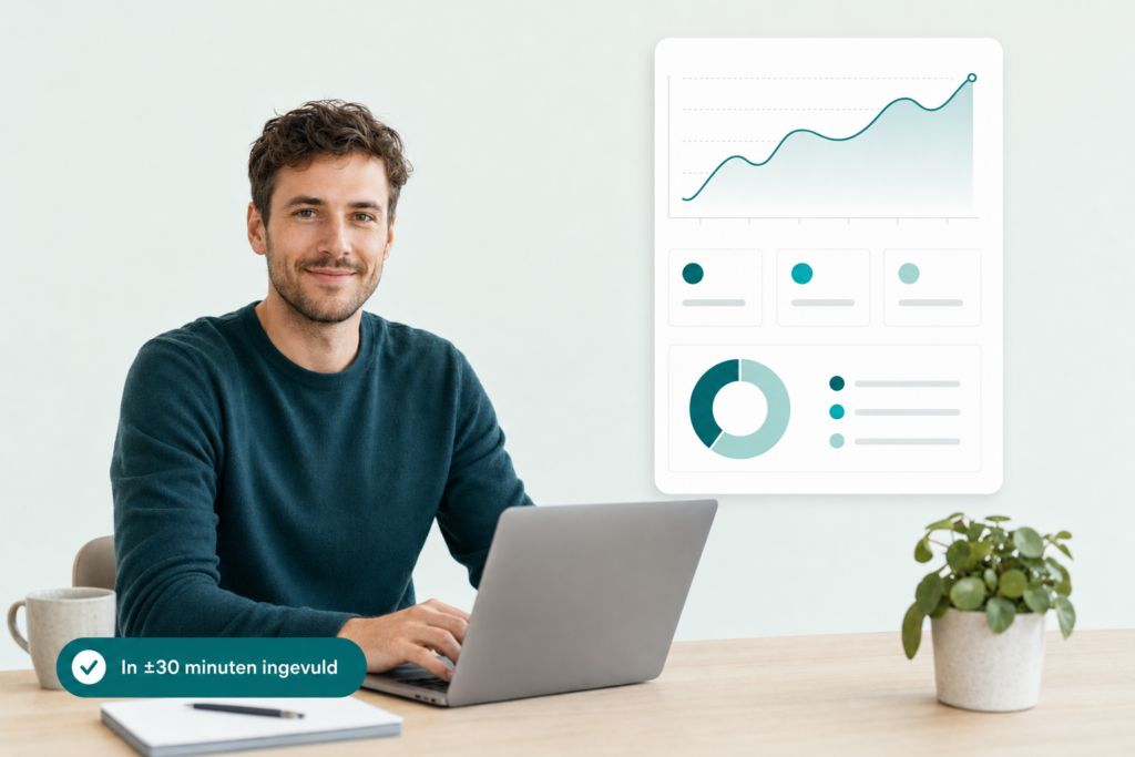 Ondernemer gebruikt financieel plan template